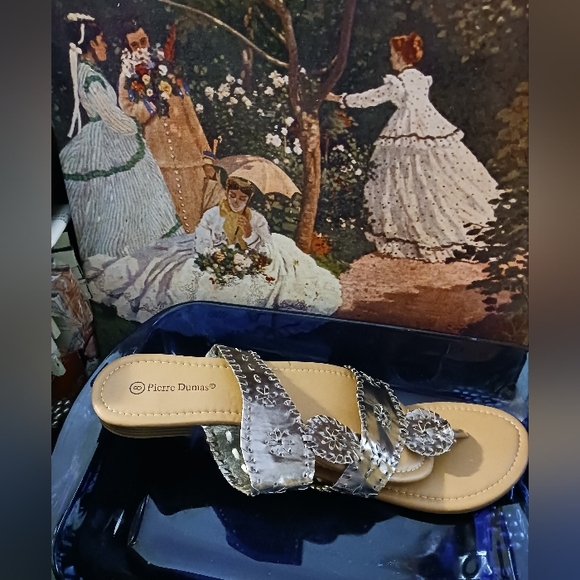 PIERRE DUMAS TAN&GOLD SANDALS🥿🎍🎁SIZE 8M WOMEN,A NEW! GIFT.🩴💖 - Picture 6 of 7